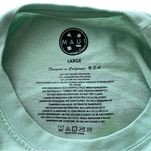 MAUI and SONS Logo Green Hawaiian Tee Shirt Men L Large - Picture 5 of 6
